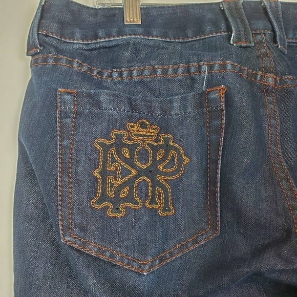 Express Jeans 12 Stella Bootleg Vintage Denim Metallic Sheen Embroidered Bootcut - Picture 10 of 12